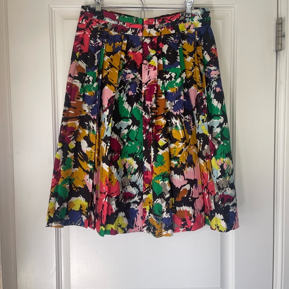 J. Crew Skirt, 100% Silk, Pockets, Multi-Colored Abstract Floral, EUC - Picture 3 of 10